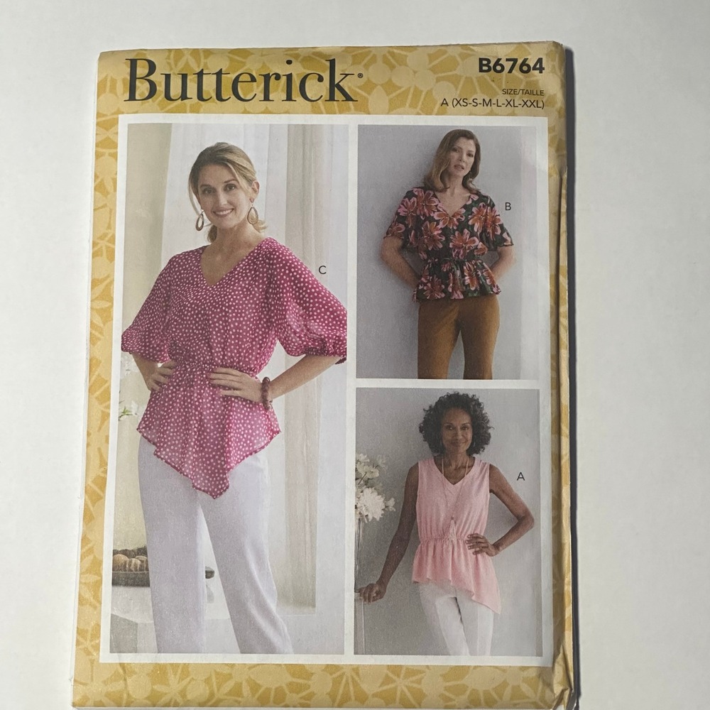 Butterick Sewing Pattern B6764 Misses Tops XS-XXL Multi-Color Uncut